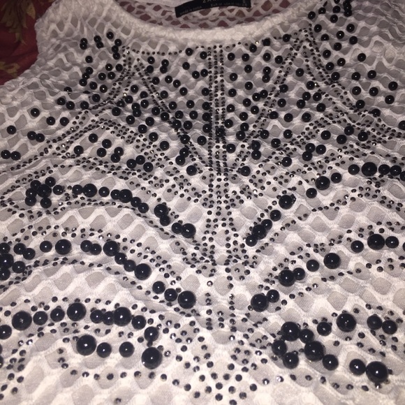 Zara Beaded Mesh and Lace Tank with black fringing - Picture 5 of 10